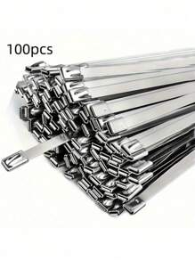 100PCS/Pack Heavy-Duly Stainless Steel Cable Ties -RustProof, High Temperature Resistant Metal Cable Ties,Suitable For Mechanical, Automotive.Exhaust ApplicationsEtc..Made Of Stainless Steel Material