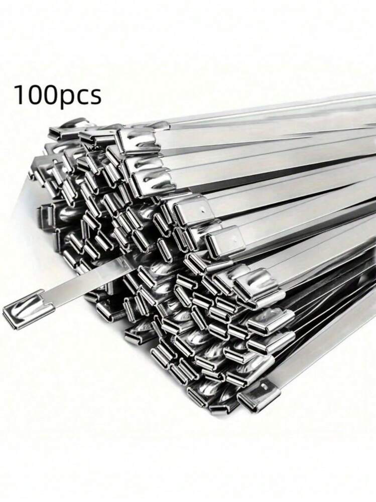 100PCS/Pack Heavy-Duly Stainless Steel Cable Ties -RustProof, High Temperature Resistant Metal Cable Ties,Suitable For Mechanical, Automotive.Exhaust ApplicationsEtc..Made Of Stainless Steel Material - Multicolor - View 7