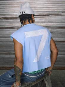 AXEPEAK Camiseta sin mangas de cuello redondo suelta y estampada, inspirada en el estilo urbano, surtido de tallas para hombre