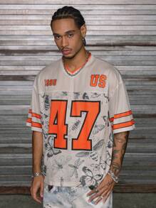 AXEPEAK Áo thun tay ngắn dáng rộng in kỹ thuật số nhiều kích cỡ dành cho nam - Nhiều màu - Xem 1