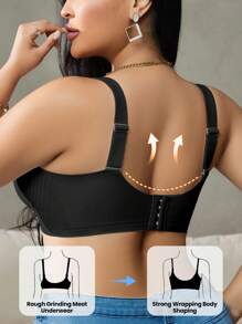 SHEIN Plus Size Wireless Seamless Wedding Bra, Lift - Black - View 2