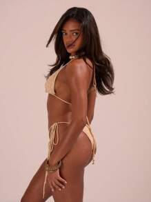 Musera Resort Extreme Applique Crochet Bikini Top Summer Beach Resort Holiday - Cream - View 4