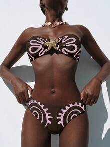 Lumivelle 女士海滩度假海星印花比基尼套装