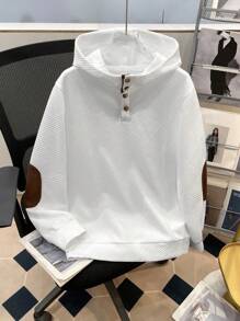 SHEIN 青少年男童休闲舒适百搭插肩袖撞色半拉链卫衣，适合秋冬季节穿着。 - 白色 - 查看 3