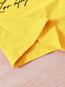 SHEIN 2pcs Set Young Girl Neck Hanging Letter Pattern Fashionable Cute Letter Graphic Tank Top