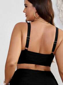 Swim Vcay Plus Size Women Bikini Top With Adjustable Straps, Comfortable & Soft Material, Versatile For Beach, Swimming, Summer Vacation - Black - View 2