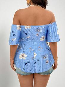 SHEIN VCAY Plus 露肩前抽绳 T 恤