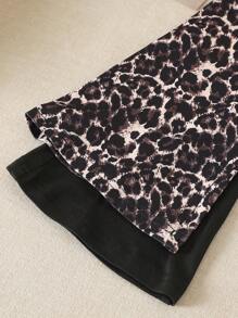 4pcs/Set Young Girl' Vacation Casual Leopard Print Match Solid Color Vest & Wide Leg Pants Outfit