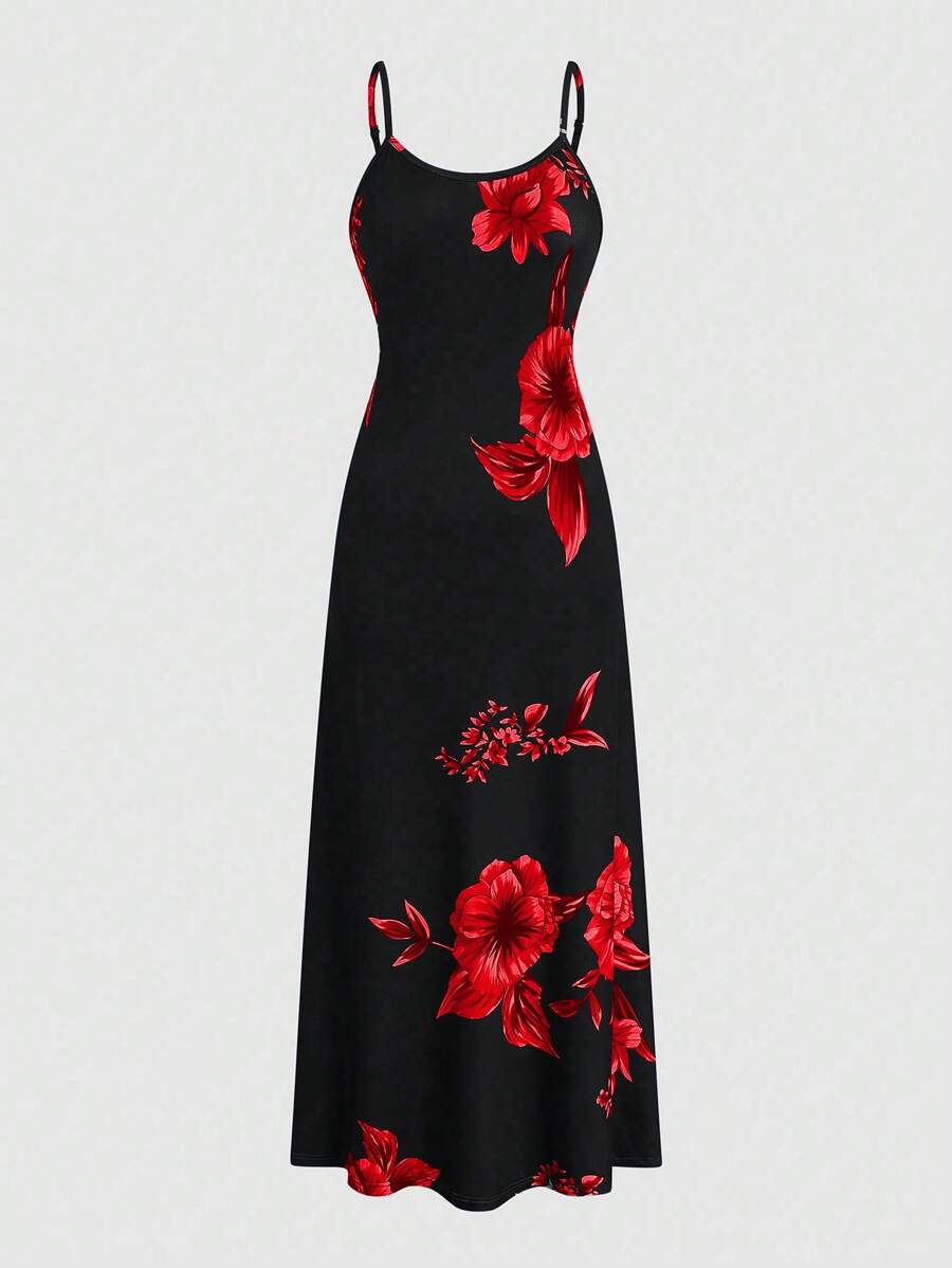 SHEIN Clasi Plus Size Women Floral Print Casual Camisole Dress - Multicolor - View 1