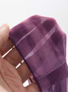 DAZY 扎染透明网眼短款露肩长袖女式上衣外出上衣节日夏季 - 紫色 - 查看 6