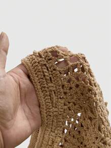 ROMWE Hippie Váy chữ A tua rua đan móc phong cách Bohemian cổ điển dành cho nữ đi biển - màu nâu - Xem 5