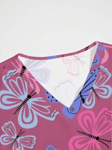 PopScrub Top de uniforme de scrub con diseño de mariposa colorida y lindo - Multicolor - Ver 6