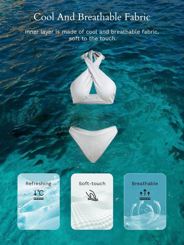 CROSS HALTER BIKINI SET FOR SUMMER BEACH VACATION