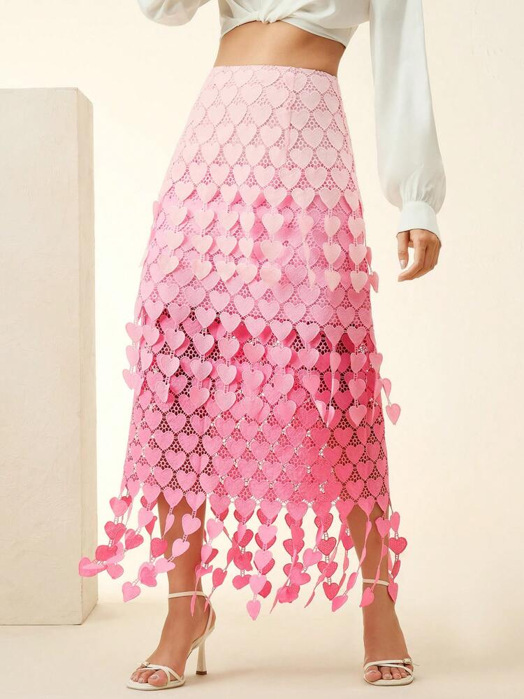 Women's Knitted Heart Pattern Skirt, New Style Spring/Summer Casual Skirt