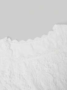 SHEIN Clasi Áo ba lỗ cổ vuông không tay viền ren trắng vừa vặn cỡ lớn - trắng - Xem 6