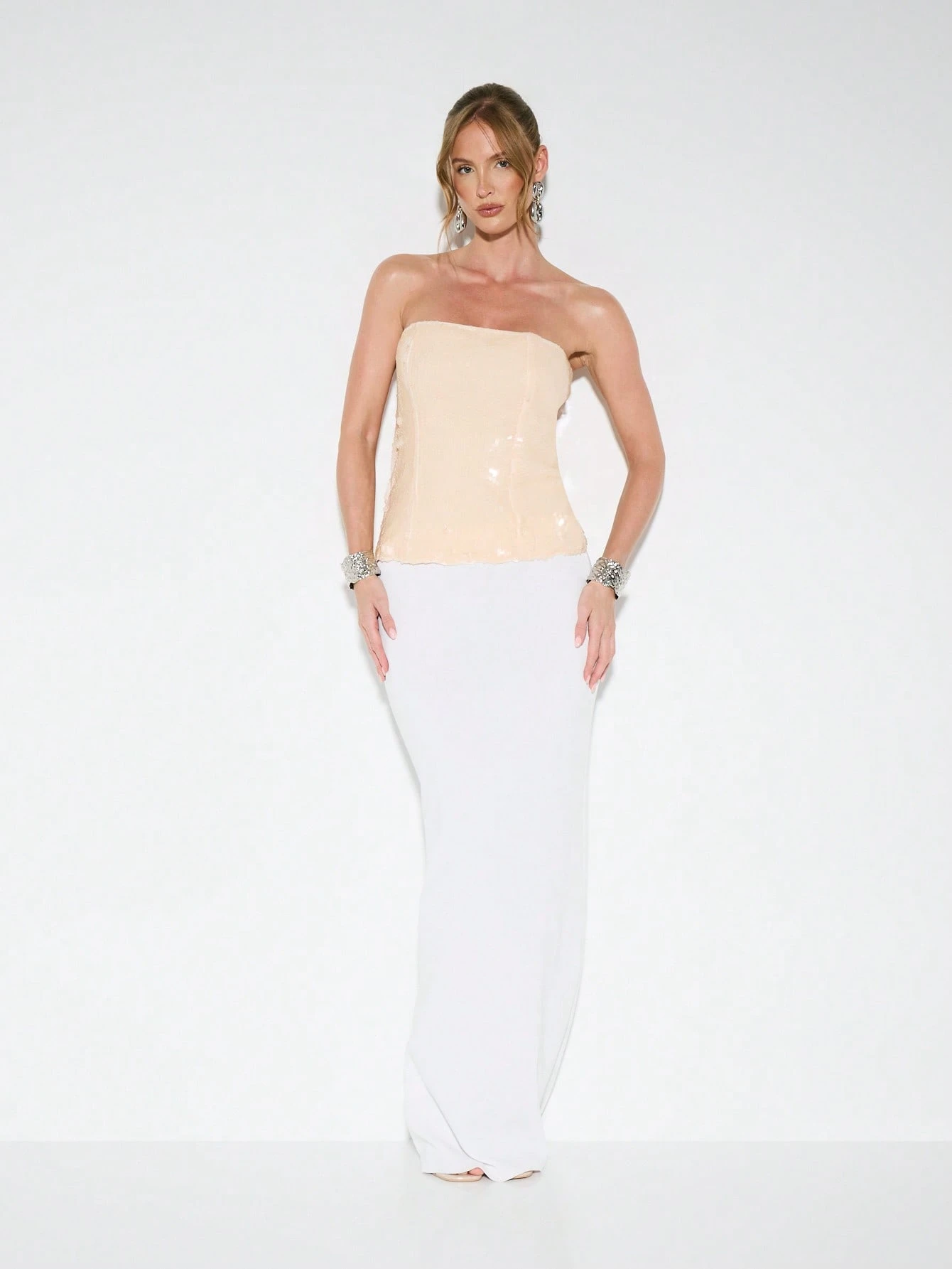 KIZN Top corset moulant sans bretelles orné de paillettes