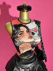 Slaydiva 2025 Sommer Neue Musikfestival, Geburtstags Party, Abschluss Saison Studenten, Alltägliches Tragen, Virale, Damen Wellenprint Ärmelloses Figurbetontes Crop Trägershirt