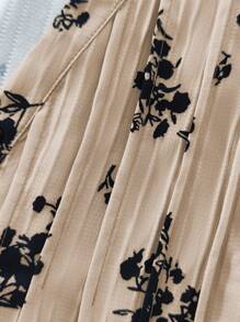 Linhara Plus Size Women Casual Vacation Floral Print Ruffle Trim Shirt - Multicolor - View 4