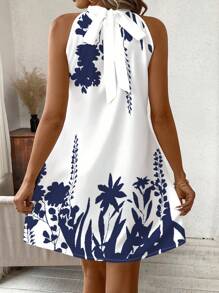 SHEIN Clasi Casual Floral Pattern Halter Neck Loose Short Dress, Comfortable For Summer,Boho Clothes Women Suitable For Going Out Chic Dress - Multicolor - View 2