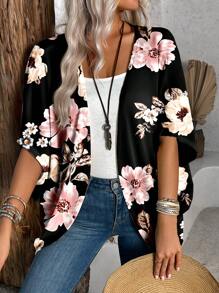 EMERY ROSE Women Casual Minimalist Floral Print Lightweight Jacket, Suitable For Spring & Summer Fall Clothes Winter Clothes - Multicolor - View 7