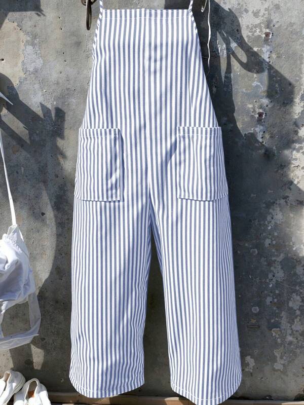 EMERY ROSE Plus Size Casual Daily Striped Jumpsuit