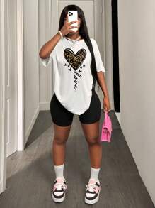 Zolique 女式宽松休闲落肩 T 恤，印花图案，猎豹印花 T 恤，女式上衣 - 白色 - 查看 4