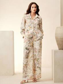 Anewsta Bộ 2 món áo sơ mi dài tay cài nút họa tiết hoa thêu rỗng thanh lịch cho quý cô - trắng - Xem 3