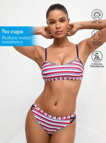 Swim Nautrix 1 pieza Top de bikini con tirantes finos y rayas para graduación - Multicolor - Ver 3
