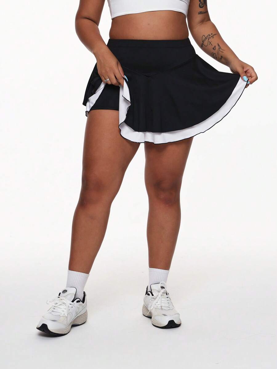 Spódnica sportowa do jogi dla kobiet w dużych rozmiarach, obcisła spódnica do biegania, seksowna, wygodna spódnica do fitnessu na świeżym powietrzu, z kieszeniami i legginsami