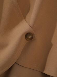 EMERY ROSE 2 piezas Conjunto de moda de verano para mujer de unicolor con parte superior de manga corta y cuello redondo y pantalones largos entallados, de tela de punto jaspeado, con diseño de botones superpuestos en la cintura y bajo asimétrico en la parte superior, pantalones entallados y ajustados, adecuado para salidas casuales y uso en casa