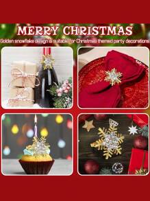1pc/6pcs/12pcs Christmas Napkin Rings, Gold/Silver Snowflake & Deer Shape Solid Color Alloy Polished Metal Rings, Carved Openwork Design, Christmas Decorations, Tabletop Decor, Wedding, Birthday, Party - Multicolor - View 8