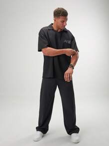 ARC Activewear 超大长袖 T 恤 高性能上衣 健身房运动服 Polo 衫 - 黑色 - 查看 3