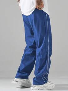 Manfinity EZcore Men's Street Collegiate Style Pants, Fall - Blue - View 2