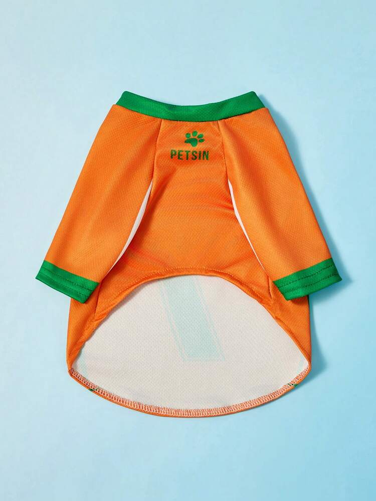 PETSIN 1 件宠物猫狗通用球衣，带橙色字母印花，时尚休闲运动风格，舒适狗狗球衣 - 彩色 - 查看 6