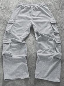 PAVTROS Manfinity Streetrush Men's Contrast Color Patch Pocket Drawstring Waist Casual Sweatpants - Multicolor - View 2