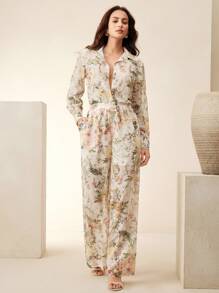 Anewsta Bộ 2 món áo sơ mi dài tay cài nút họa tiết hoa thêu rỗng thanh lịch cho quý cô - trắng - Xem 6