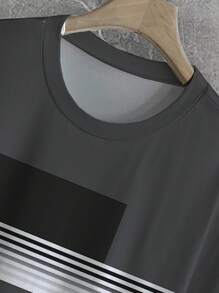 Manfinity Homme Plus Size Men's Casual Contrast Color Round Neck Short Sleeve T-Shirt, Summer - Multicolor - View 6