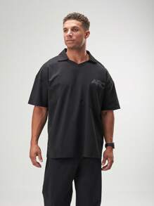 ARC Activewear 超大长袖 T 恤 高性能上衣 健身房运动服 Polo 衫 - 黑色 - 查看 4