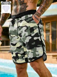Manfinity Swimmode Men's Casual Camo Print Beach Shorts - Multicolor - View 1