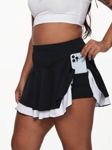 Spódnica sportowa do jogi dla kobiet w dużych rozmiarach, obcisła spódnica do biegania, seksowna, wygodna spódnica do fitnessu na świeżym powietrzu, z kieszeniami i legginsami