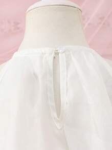 SHEIN Babygirl Cute White Elegant Organza Summer Dress - White - View 5
