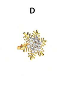 1pc/6pcs/12pcs Christmas Napkin Rings, Gold/Silver Snowflake & Deer Shape Solid Color Alloy Polished Metal Rings, Carved Openwork Design, Christmas Decorations, Tabletop Decor, Wedding, Birthday, Party - Multicolor - View 9