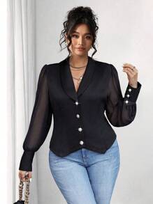 Elenzga Plus Size Cape Collar Lantern Sleeve Blazer Graduation,Back To School,Teacher Outfits For Women Fall Cloth For Women Autumn - Black - View 1