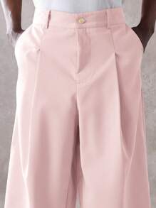 SUMWON 阔腿筒形剪裁裤奢华正装长裤商务专业办公室装宽松廓形宽腿裤