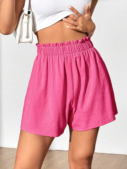 Flirla Shorts holgados de cintura alta de unicolor para el verano