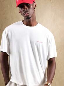 SUMWON Tricou Premium Slub Summer Club Lounge Casual Basic Tee Classic Comfort T-shirt Logo Mic - alb - Vizualizare 3