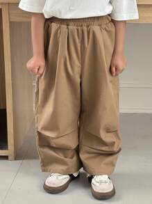 Dazy Kids Pantalones casuales sueltos de unicolor con cordón en la cintura para niño