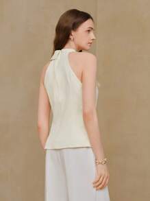 MOTF PREMIUM 花卉贴片挂脖上衣 - 杏色 - 查看 6