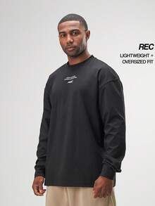 ARC Activewear 超大长袖 T 恤 高性能上衣 健身房运动 - 黑色 - 查看 1