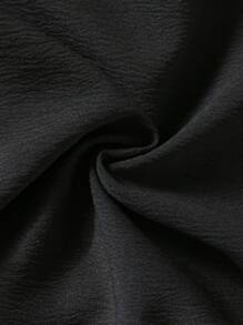 SHEIN 2件套男童夏季休闲韩版可爱字母印花中式领上衣短裤套装 - 黑色 - 查看 7